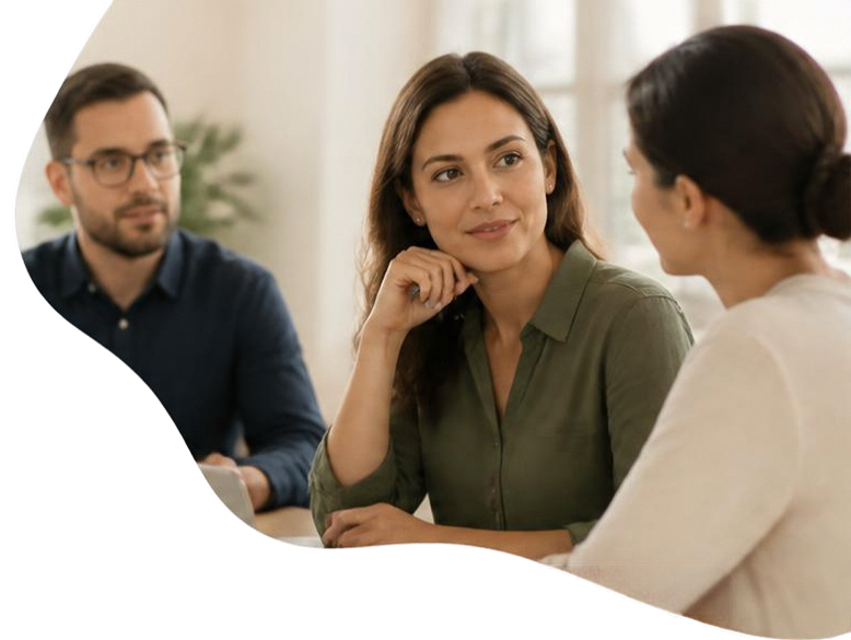 Conversación de trabajo entre integrantes de una organización